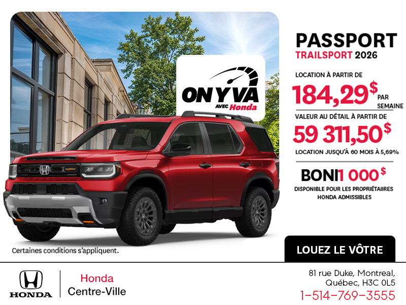 Obtenez la Honda Passport 2026 !