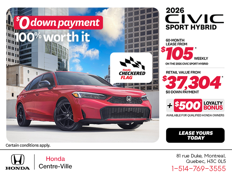 Get the 2026 Honda Civic Sedan Hybrid!