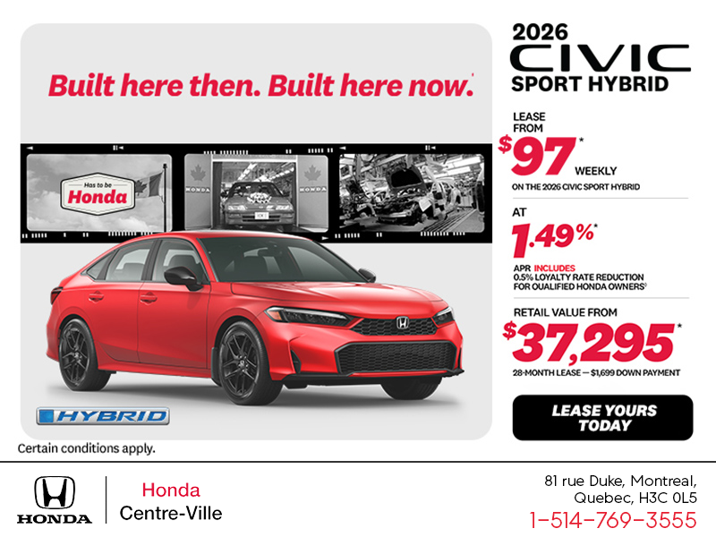 Get the 2026 Honda Civic Sedan Hybrid!