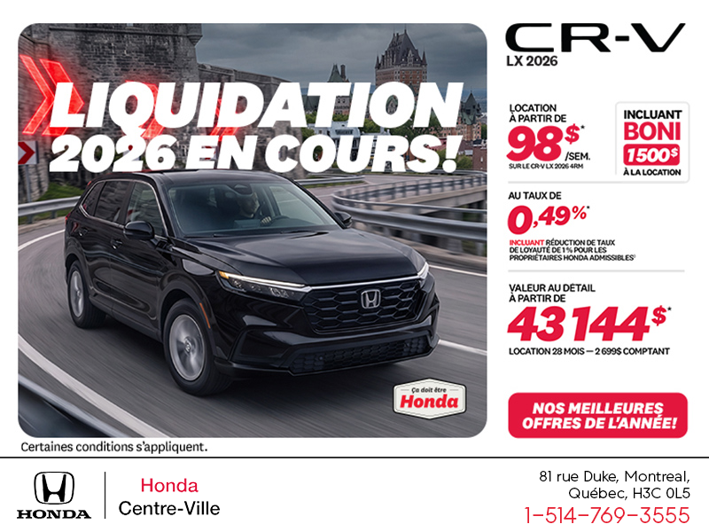Obtenez la Honda CR-V 2026!