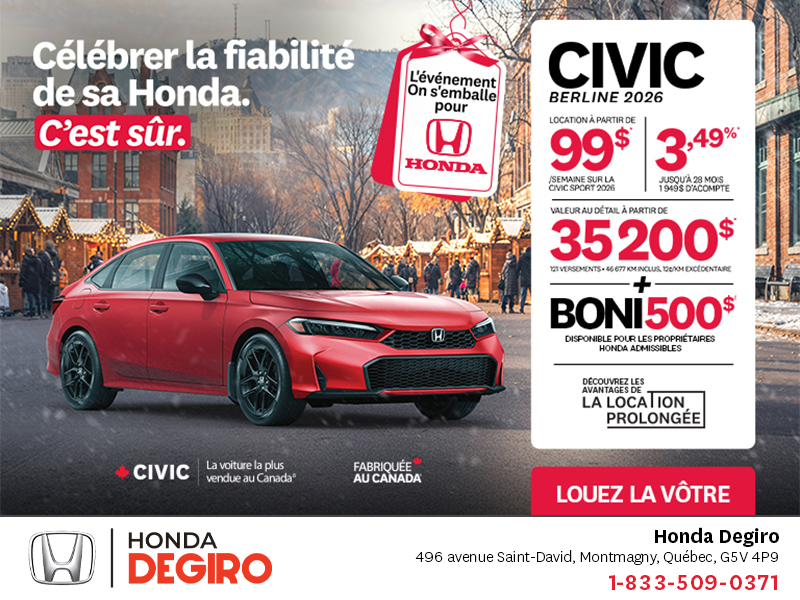 Obtenez le Honda Civic Sport 2026 !
