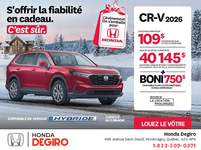 Obtenez le Honda CR-V 2026!