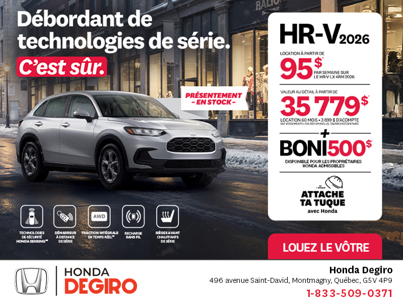 Obtenez le Honda HR-V 2026!