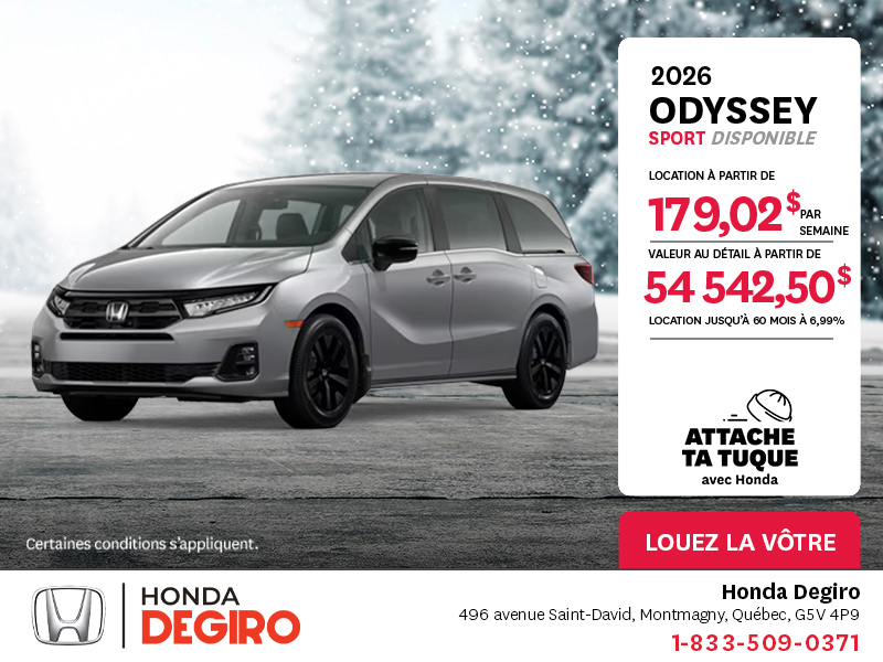 Obtenez le Honda Odyssey 2026 !