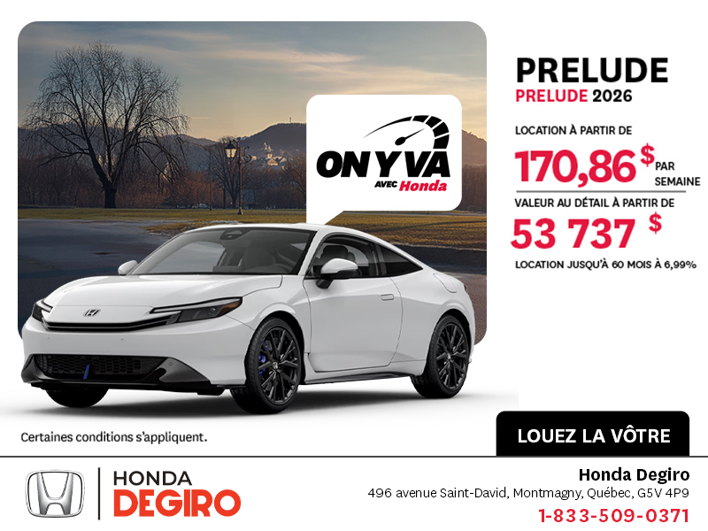 Obtenez la Honda Prelude 2026 !