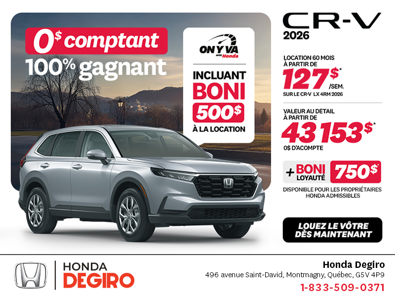 Obtenez le Honda CR-V 2026!