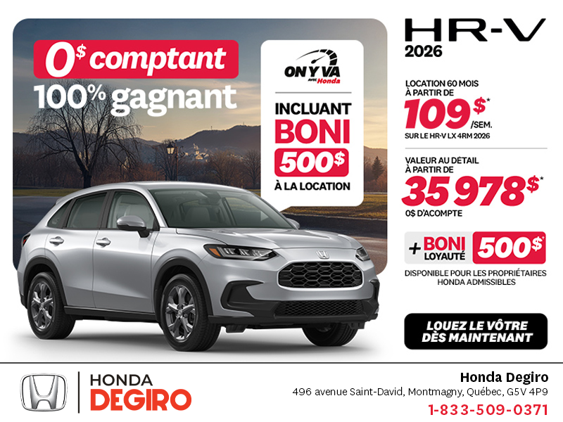 Obtenez le Honda HR-V 2026!