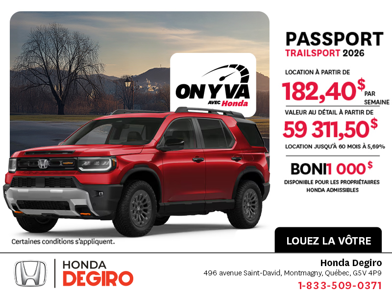 Obtenez le Honda Passport 2026 !