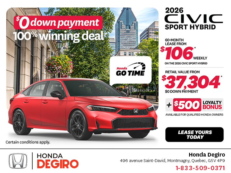 Get the 2026 Honda Civic Sedan Hybrid!