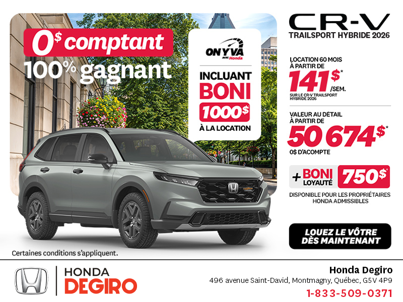 Obtenez la Honda CR-V Hybride 2026!