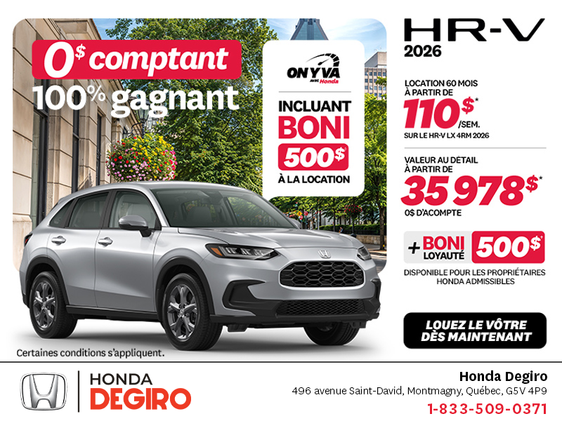 Obtenez la Honda HR-V 2026!