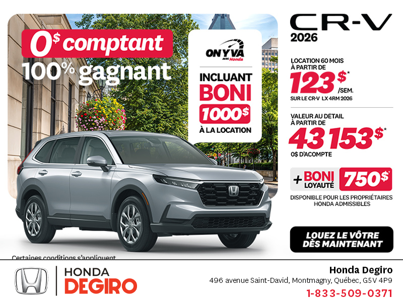Obtenez la Honda CR-V 2026!