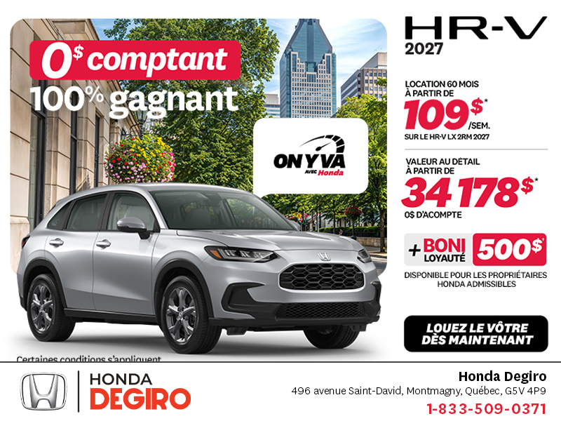 Obtenez la Honda HR-V 2027!