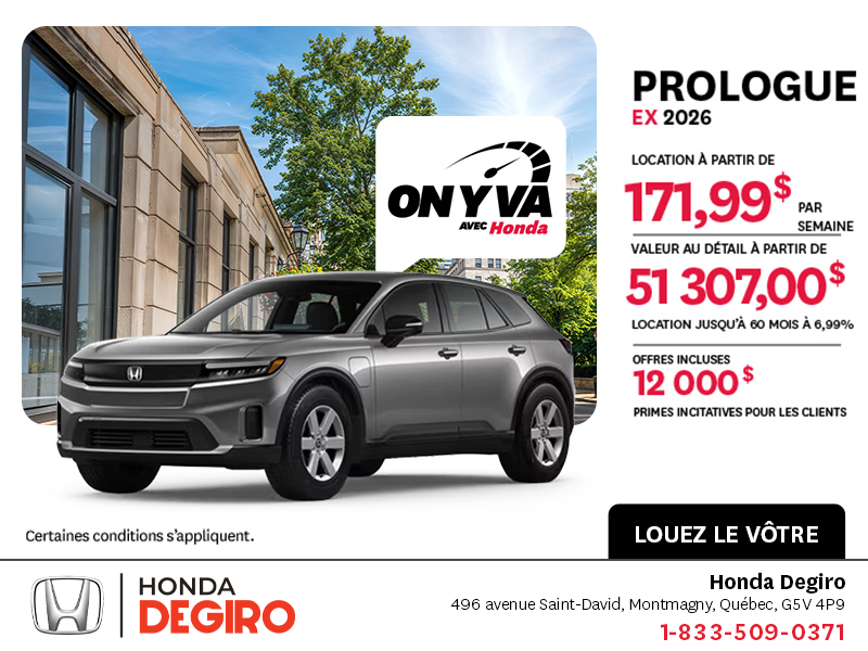 Obtenez la Honda Prologue 2026 !