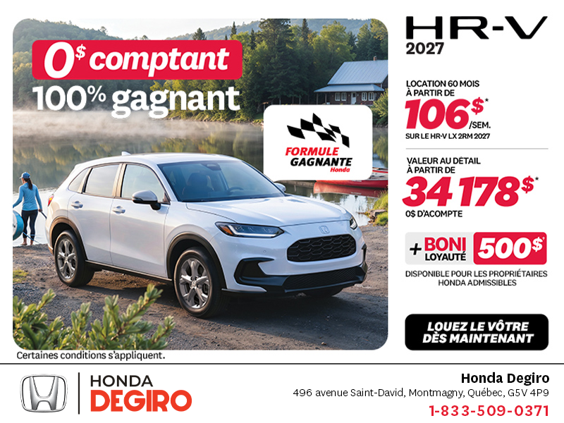 Obtenez la Honda HR-V 2027!