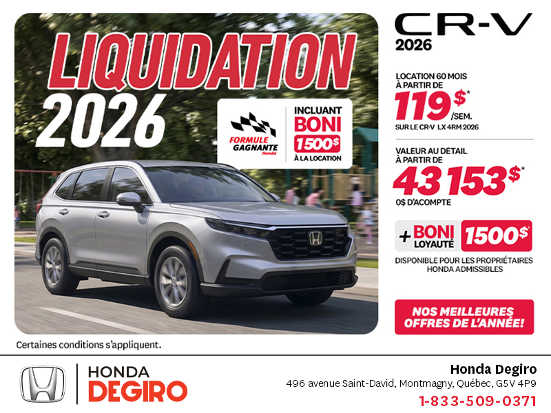 Obtenez la Honda CR-V 2026!