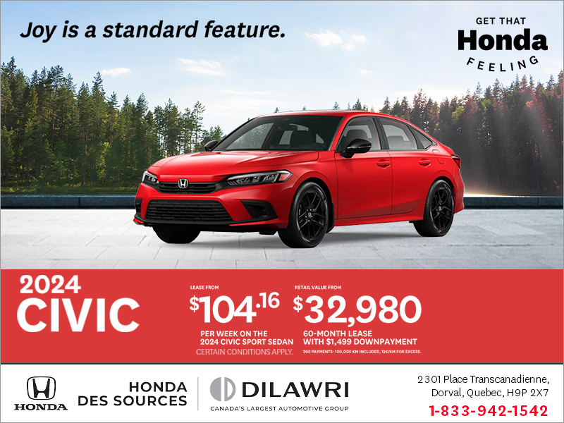 Honda des Sources Get the 2024 Honda Civic! in Dorval