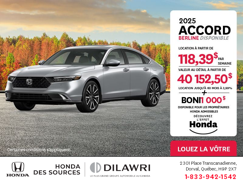 Obtenez la Honda Accord 2025 !