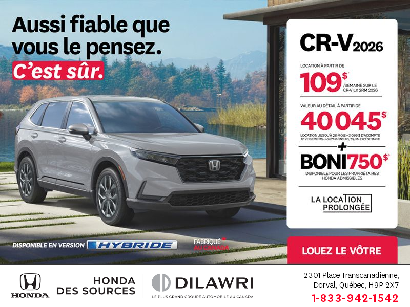 Obtenez le Honda CR-V 2026!
