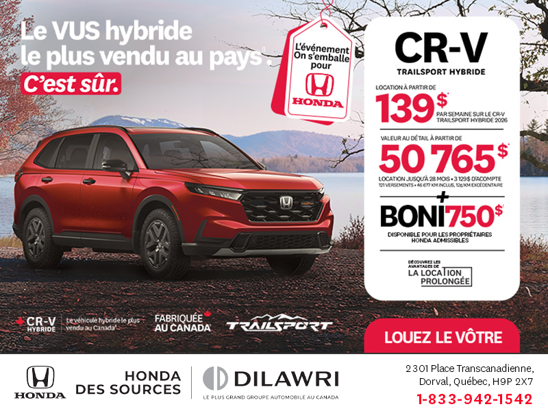 Obtenez le Honda CR-V Hybride 2026!