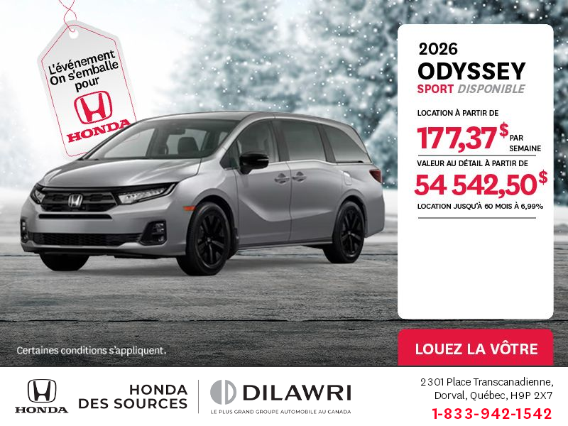 Obtenez le Honda Odyssey 2026 !