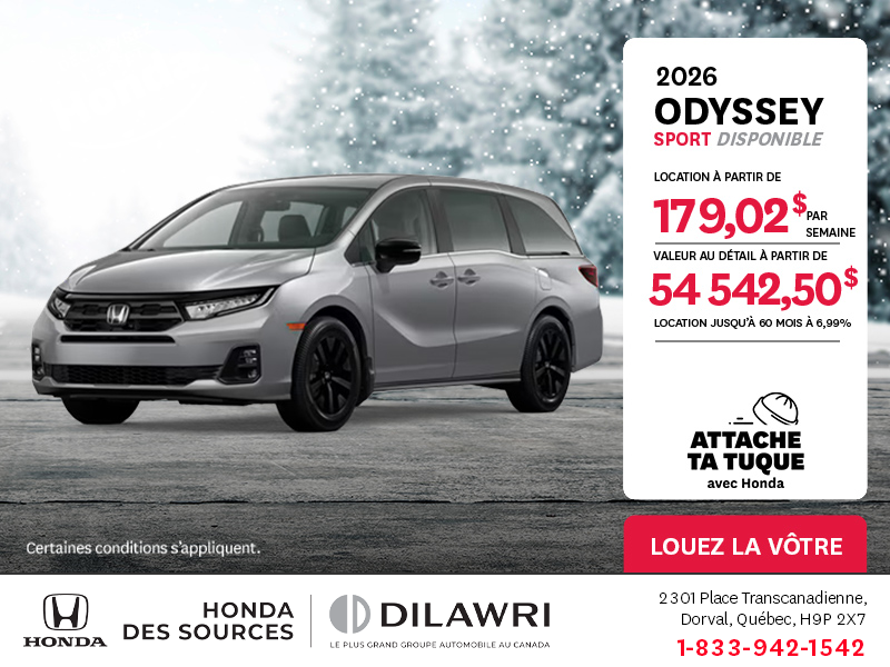 Obtenez le Honda Odyssey 2026 !
