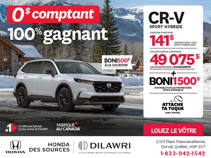 Obtenez le Honda CR-V Hybride 2026!