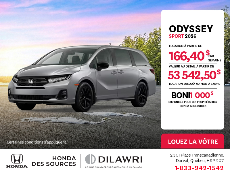 Obtenez le Honda Odyssey 2026 !