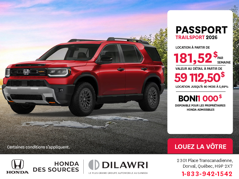 Obtenez le Honda Passport 2026 !