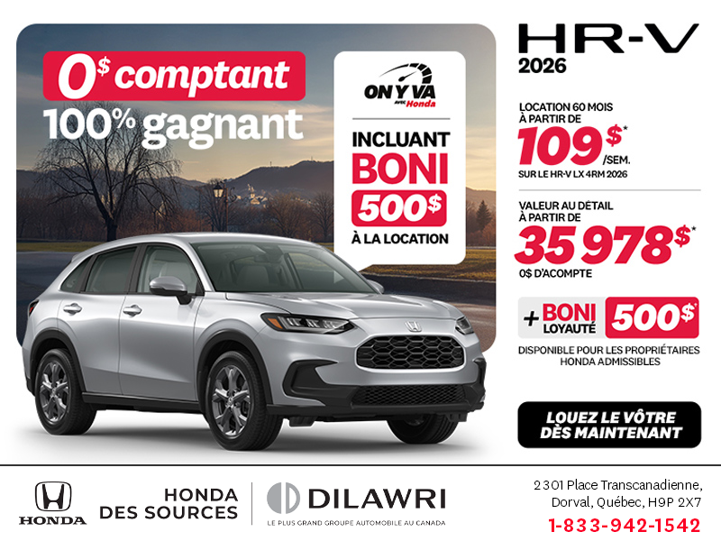 Obtenez le Honda HR-V 2026!