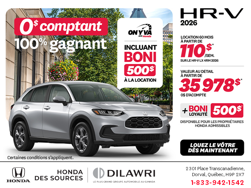 Obtenez la Honda HR-V 2026!