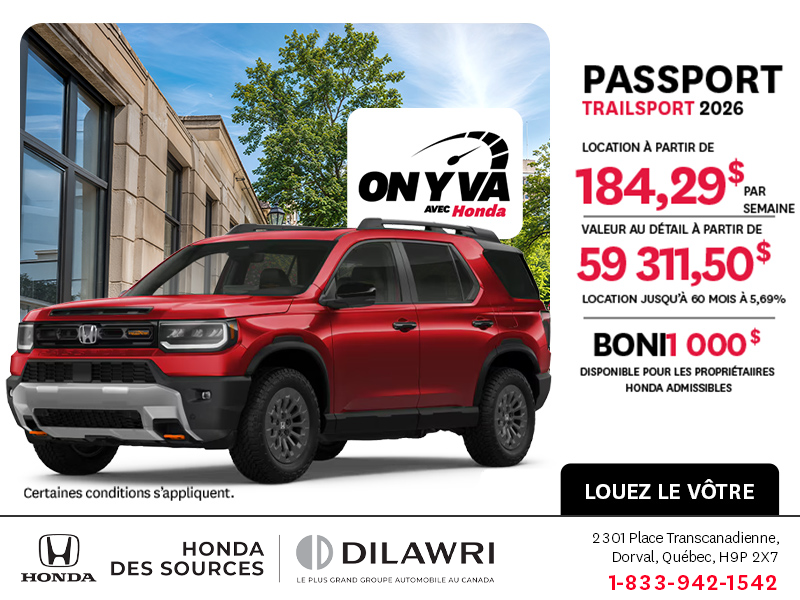 Obtenez la Honda Passport 2026 !