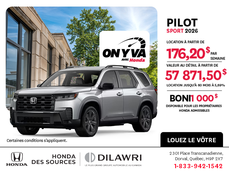 Obtenez la Honda Pilot 2026 !