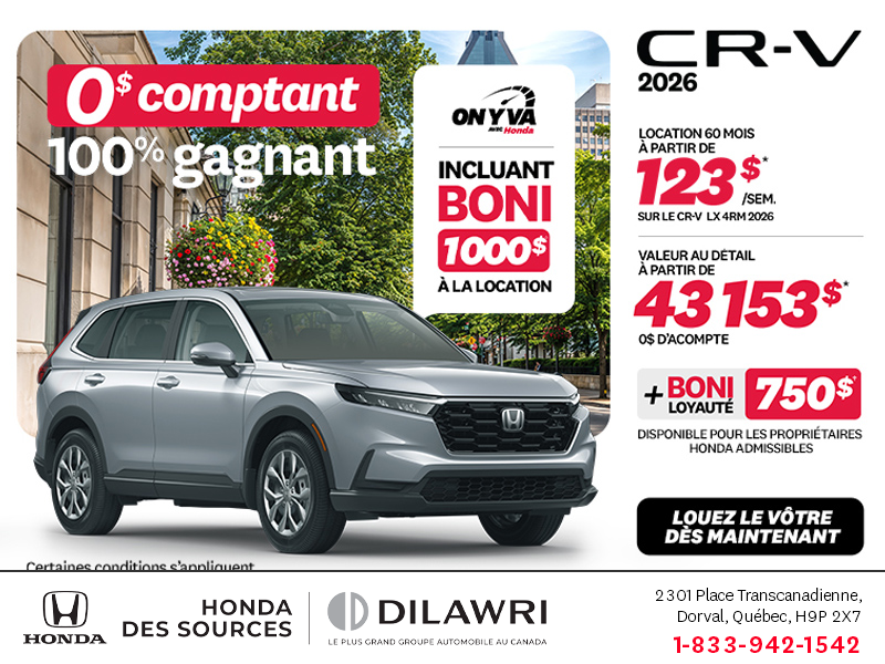 Obtenez la Honda CR-V 2026!