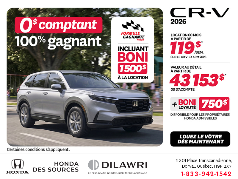 Obtenez la Honda CR-V 2026!