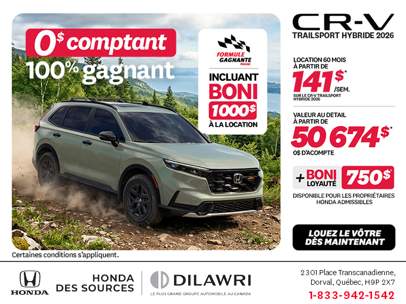 Obtenez la Honda CR-V Hybride 2026!