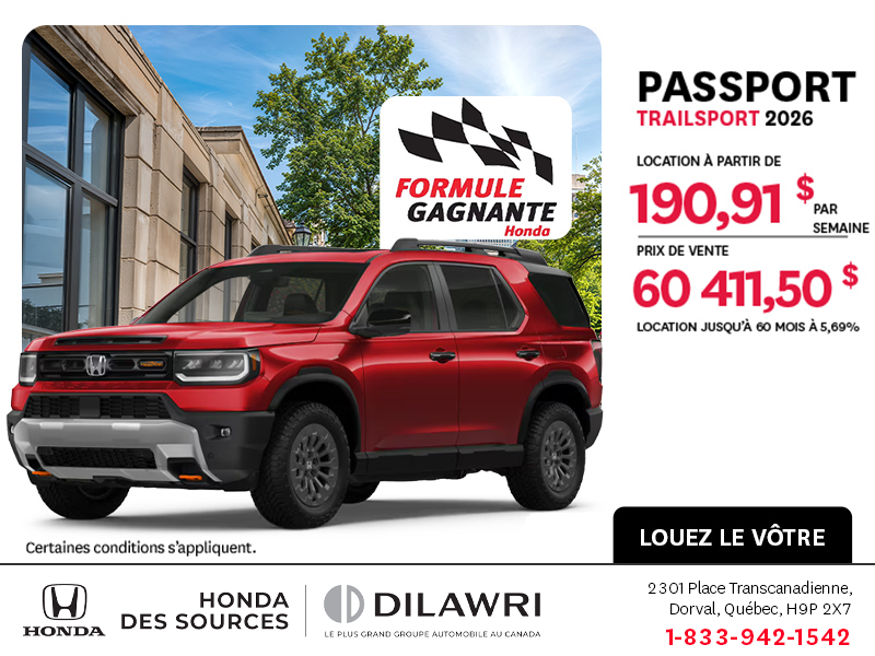 Obtenez la Honda Passport 2026 !
