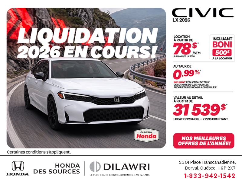 Obtenez la Honda Civic 2026 !