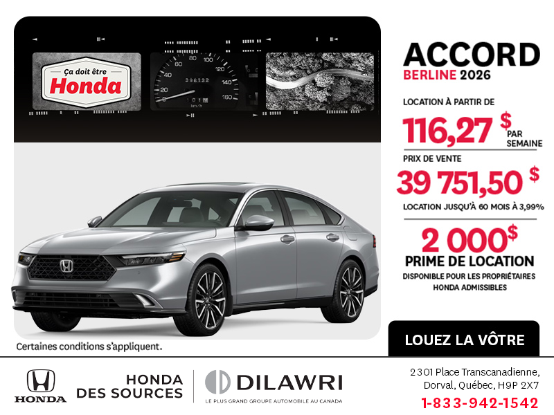 Obtenez la Honda Honda Accord 2026!
