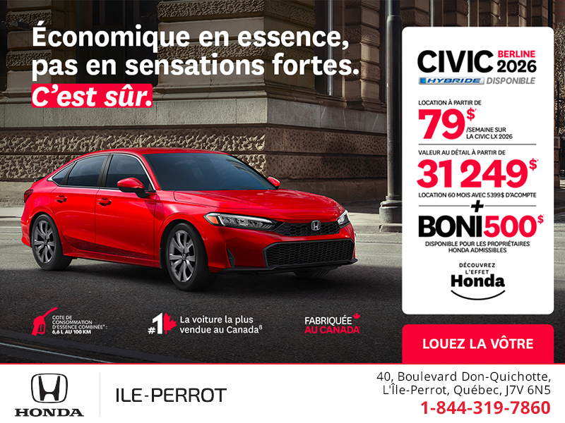 Obtenez le Honda Civic Sedan 2026 !