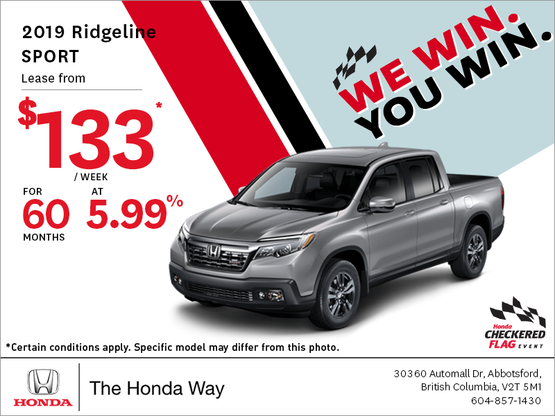 Get the 2019 Honda Ridgeline Today!