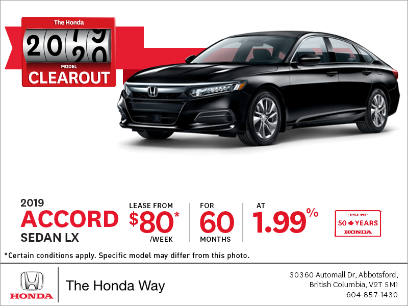 Lease the 2019 Honda Accord Sedan Today!
