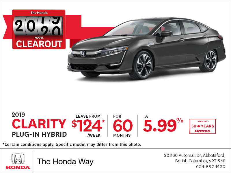 Lease the 2019 Honda Clarity Plug-in Hybrid Today!