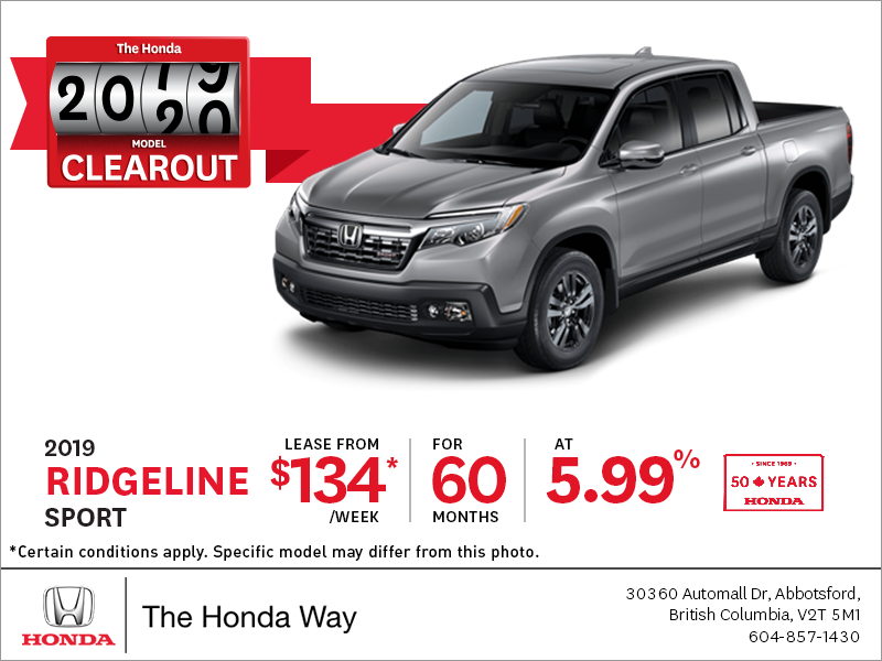Lease the 2019 Honda Ridgeline Today!