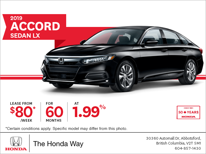 Lease the 2019 Honda Accord Sedan Today!