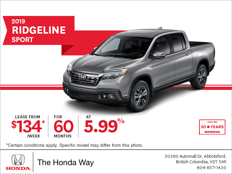 Lease the 2019 Honda Ridgeline Today!