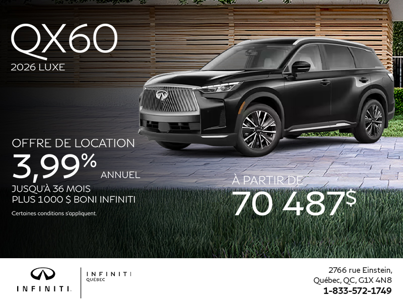Procurez-vous la INFINITI QX60 2026 !