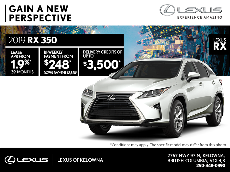 Get the 2019 Lexus RX 350 today!