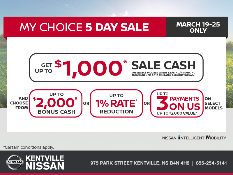 Nissan's My Choice 5-Day Sale!