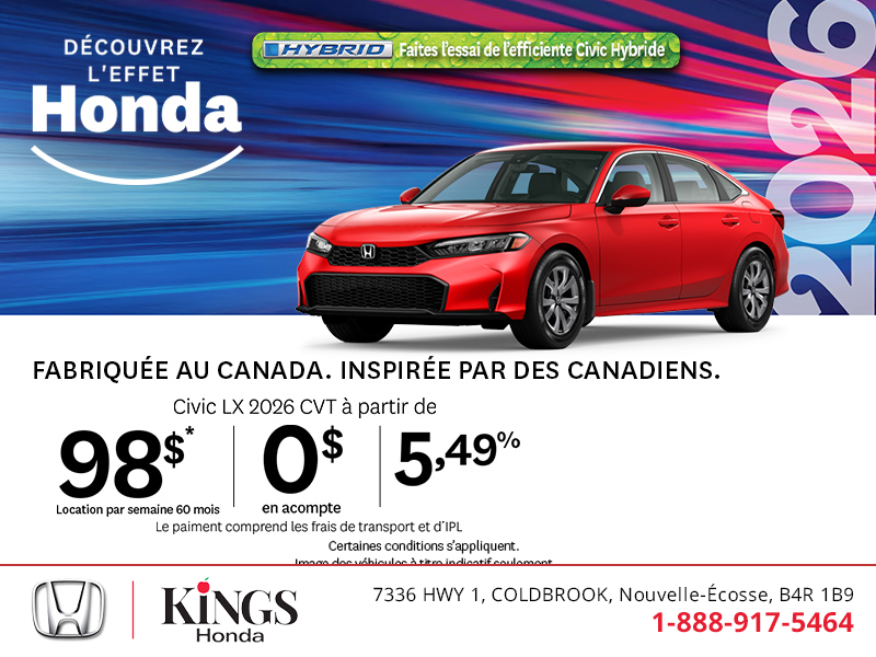 Obtenez la Honda Civic 2026!
